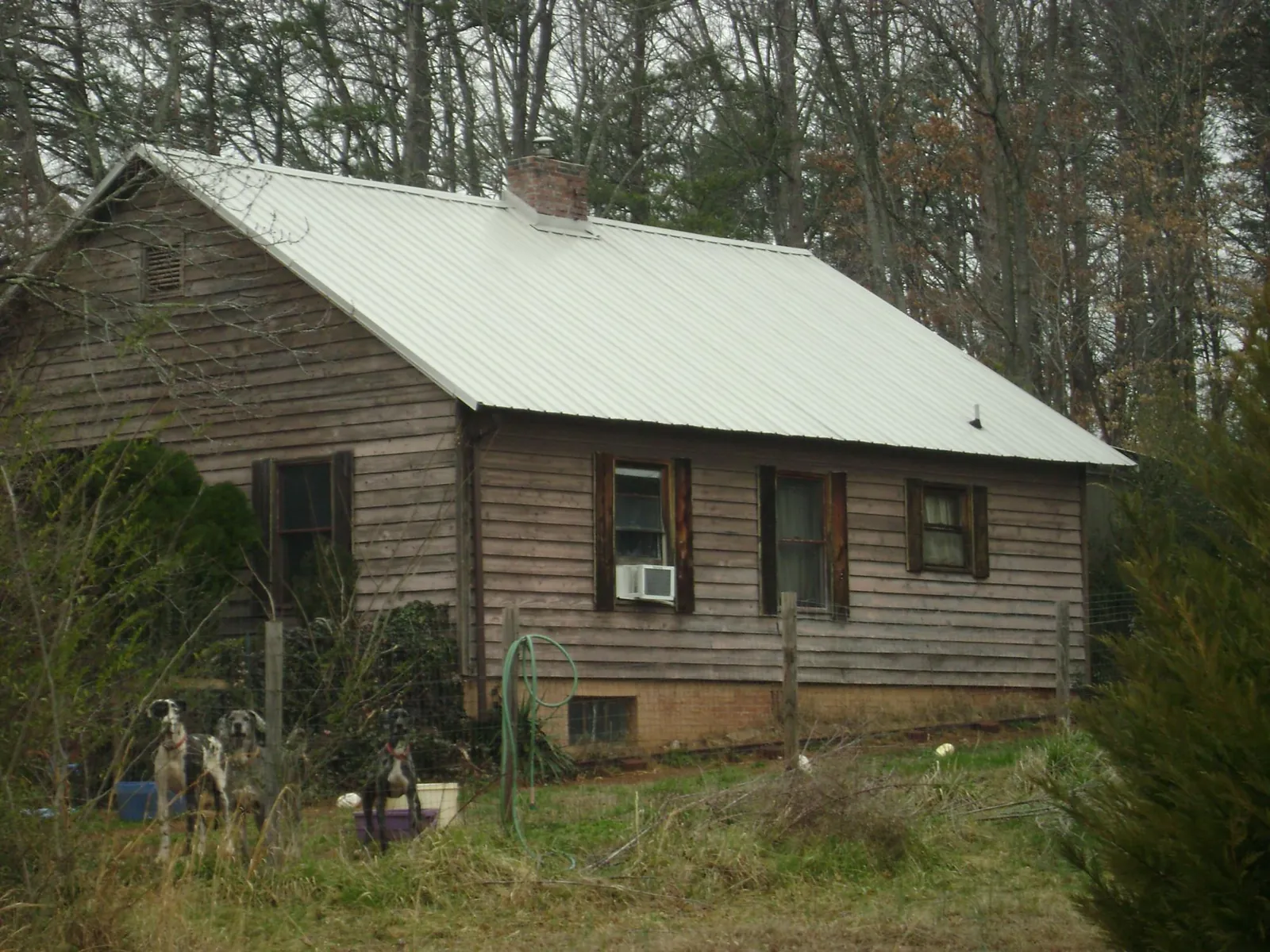 White metal roof on an old wood sided farmhouse, from a Asphalt Shingle Roof Repair job in Banning